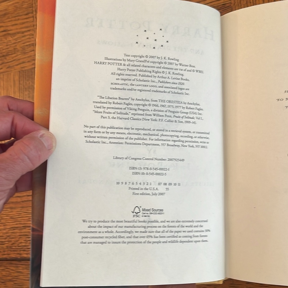 Rare Harry Potter and the deathly hallows first edition hardback - Picture 6 of 6